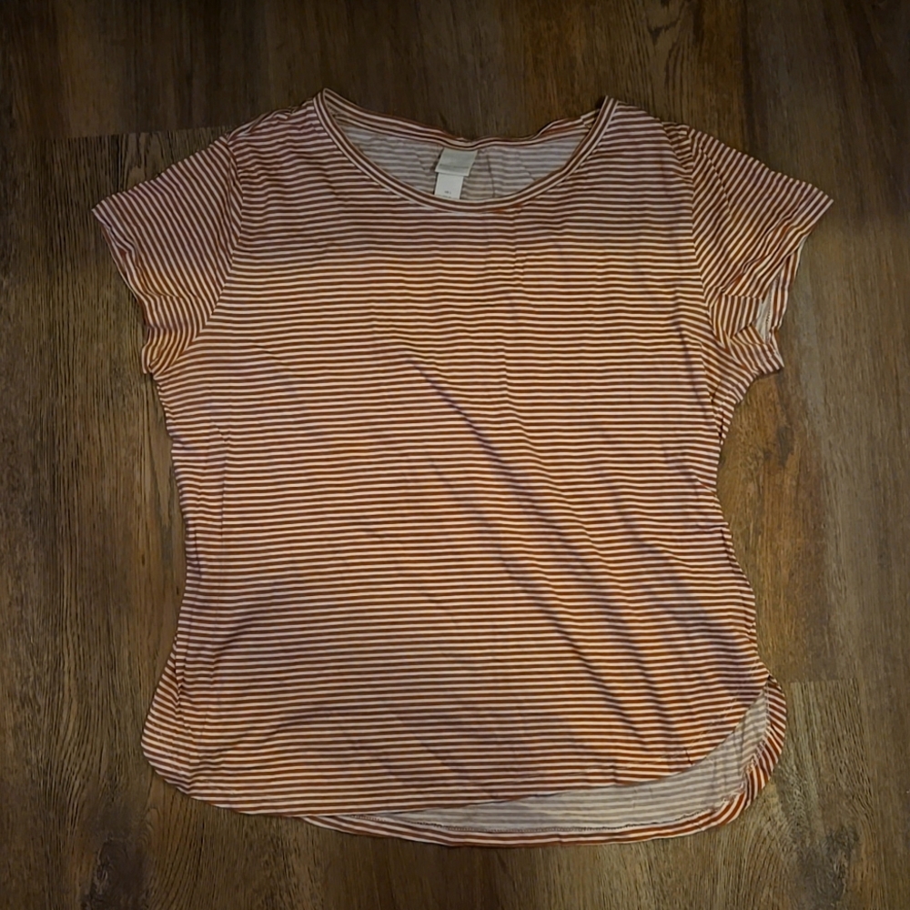 H&M White/Orange Striped T-shirt